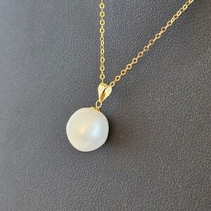 Seawater Serenity :  Natural 8-9mm Water Drop Freshwater Pearl, 18K gold plated